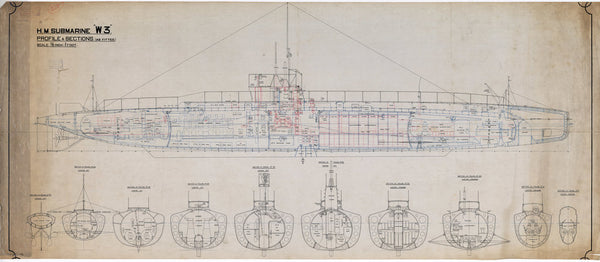 Profile & sections as fitted for W class submarine 'W3'