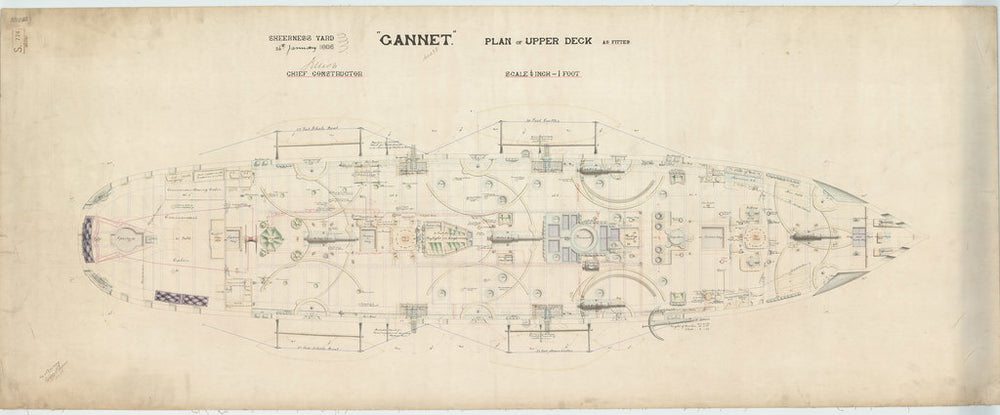 Upper deck plan for HMS ‘Gannet’ (1878)