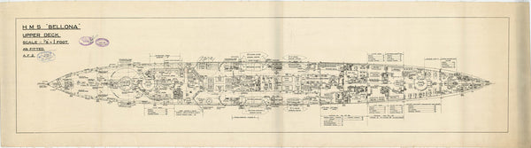 Upper deck plan for HMS 'Bellona'