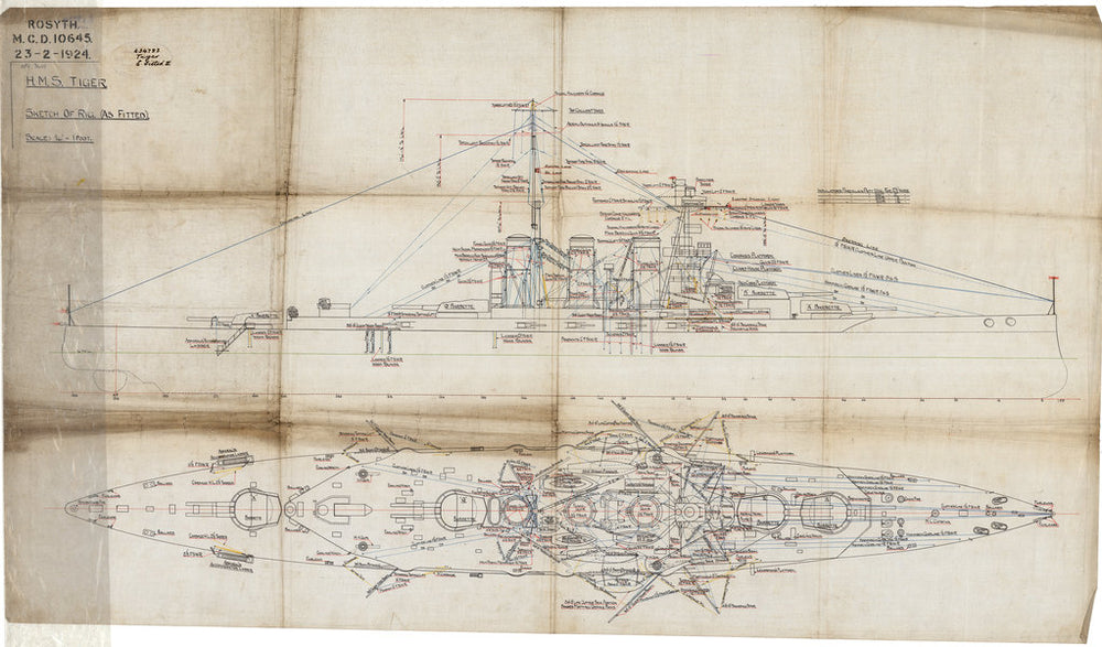 Sketch of Rig plan for HMS 'Tiger' (1913)