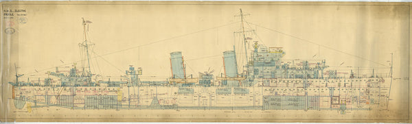 Inboard profile plan for HMS ‘Electra’ (1934)