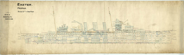 Inboard profile plan for HMS ‘Exeter’