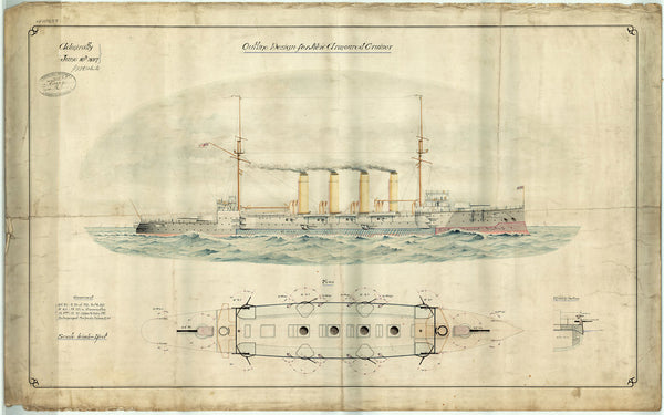 General arrangement design drawing of HMS 'Cressy'