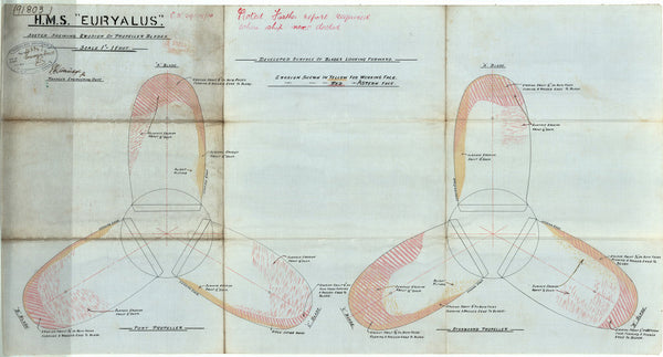 Comparative plan of propeller blade corrosion for HMS 'Euryalus'