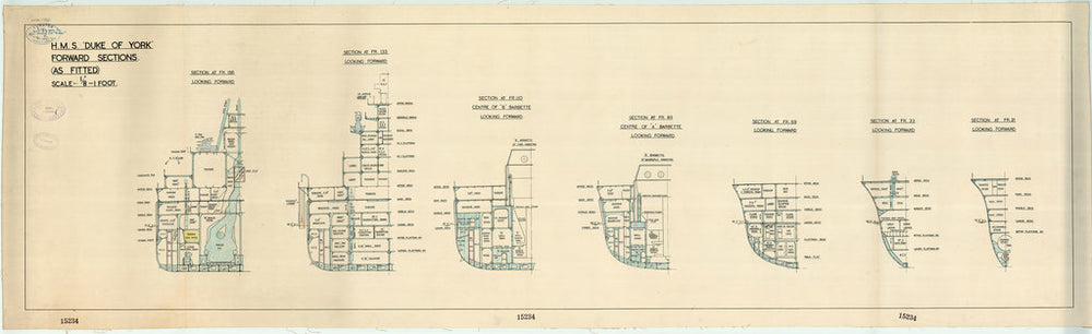 Forward sections plan as fitted for HMS 'Duke of York' (1940)