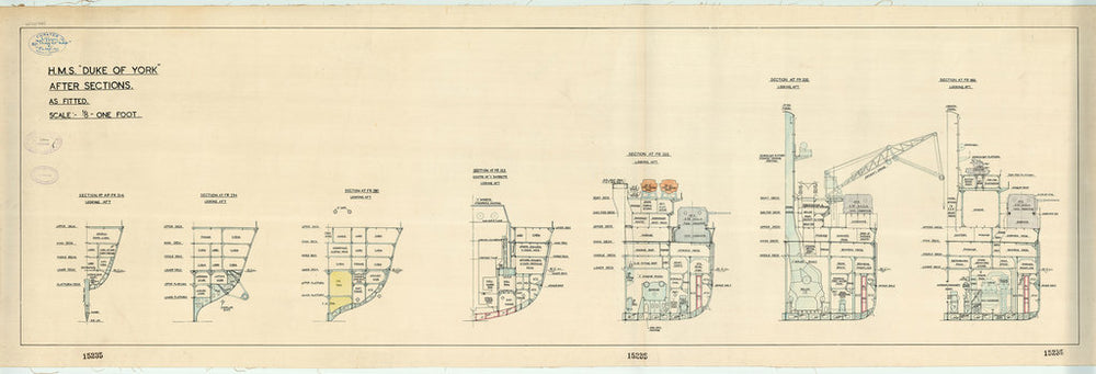 Aft sections plan as fitted for HMS 'Duke of York' (1940)