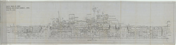 Inboard profile plan as fitted for HMS 'Duke of York' (1940)
