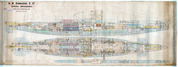 Port elevation & plan views for H. M. Submarine 'E17'
