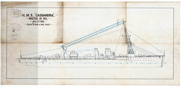 Rigging profile, as fitted for HMS 'Cassandra'