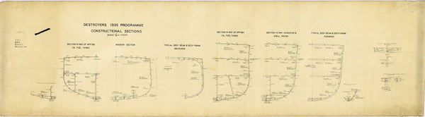 Sections plan for Tribal-class Destroyer Programme of 1935