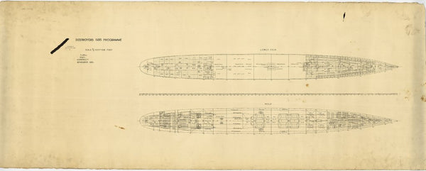 Lower deck and hold plan for Tribal-class Destroyer Programme of 1935