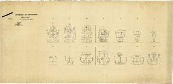 Sections plan for Tribal-class Destroyer Programme of 1935