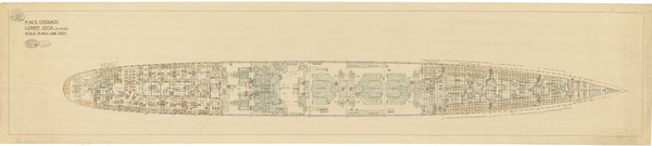 Lower deck plan for HMS 'Cossack' (1937)