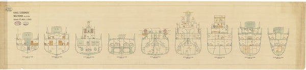 Sections as fitted plan for HMS 'Cossack' (1937)