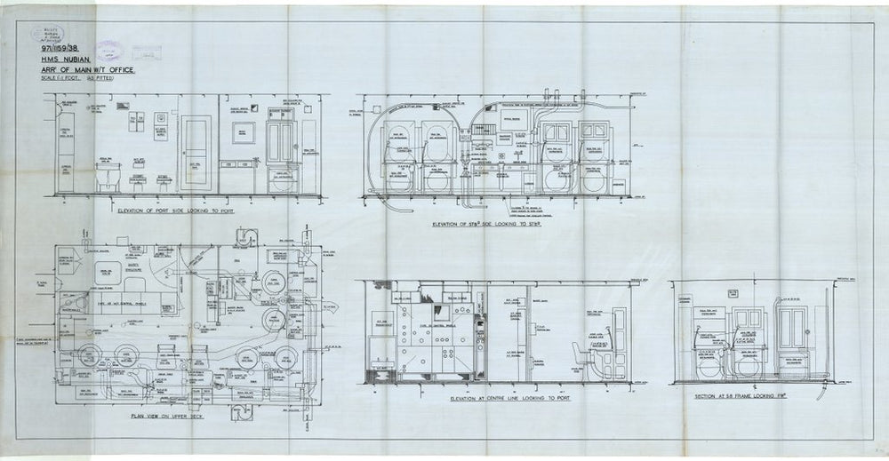 Main W/T office plan as fitted for HMS 'Nubian' (1937)