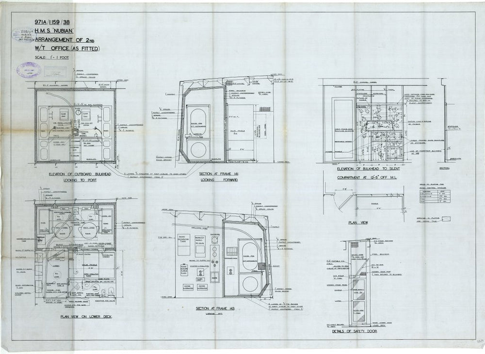 2nd W/T office plan as fitted for HMS 'Nubian' (1937)