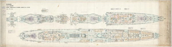 Upper forecastle and bridge decks plan as fitted for HMS 'Mohawk' (1937)