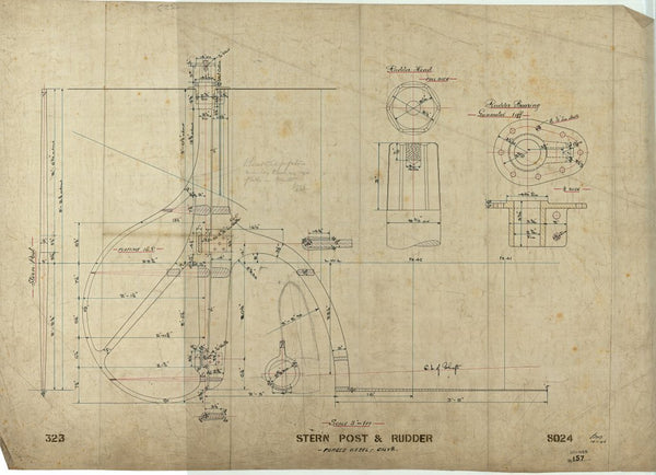 Details of stern post and rudder plan