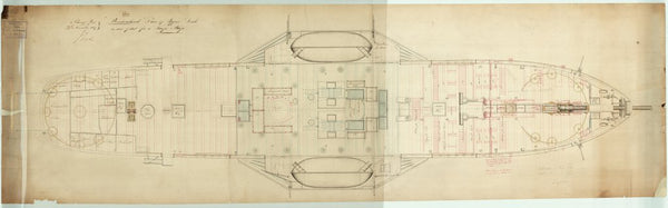Upper deck as troopship plan for 'Birkenhead'