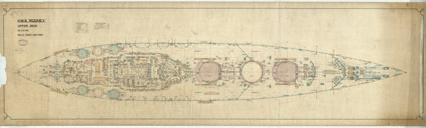 Upper Deck plan for HMS 'Rodney' (1925)