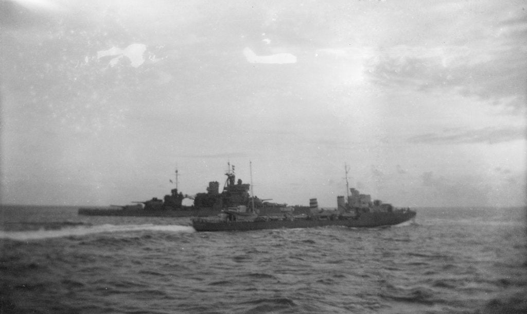 Detail of Destroyer HMS 'Hereward' (1936) with HMS 'Valiant' by unknown