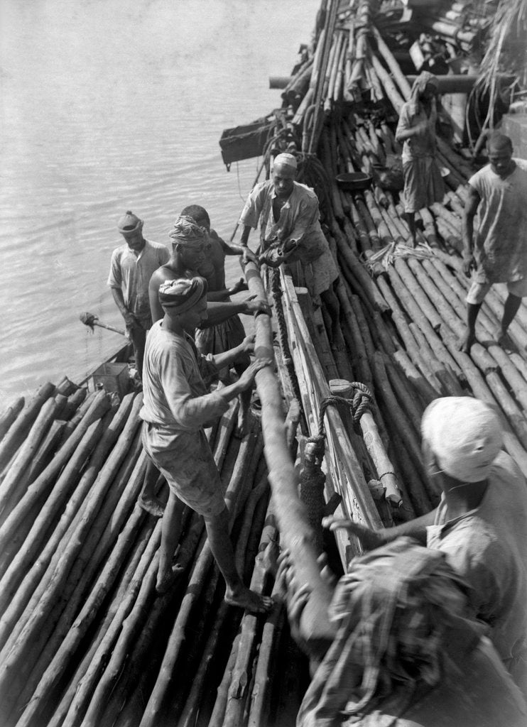 Detail of Unloading mangrove poles from the 'Triumph of Righteousness' by Alan Villiers