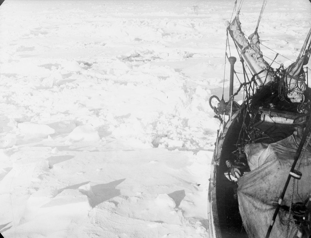 Detail of The ice floes, looking forward from the port bow of 'Endurance' (1912) by unknown