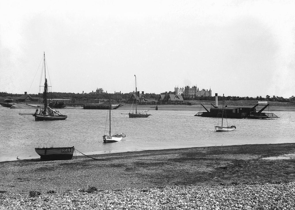 Detail of A view from the Felixstowe shore looking across the River Deben to Bawdsey, with Bawdsey Manor in the background by Smiths Suitall Ltd.