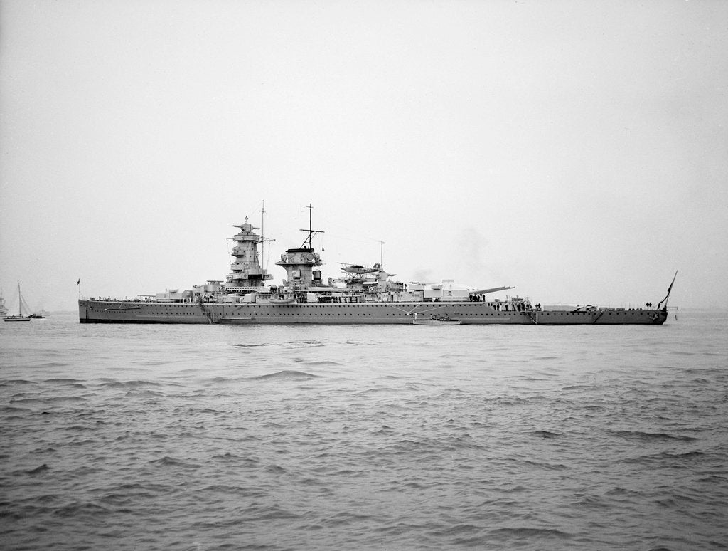 Detail of 'Admiral Graf Spee' (Ge, 1934), anchored at Spithead for the Coronation Review of King George VI by unknown