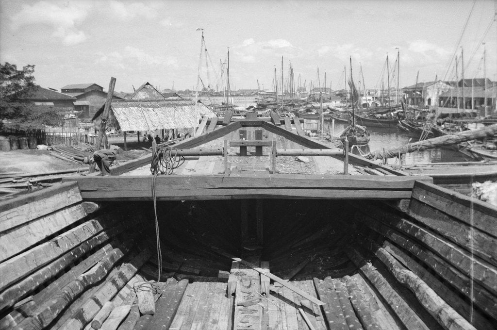 Detail of On board a Tongkung type junk which is being fitted out after launching at Singapore by David Watkin Waters