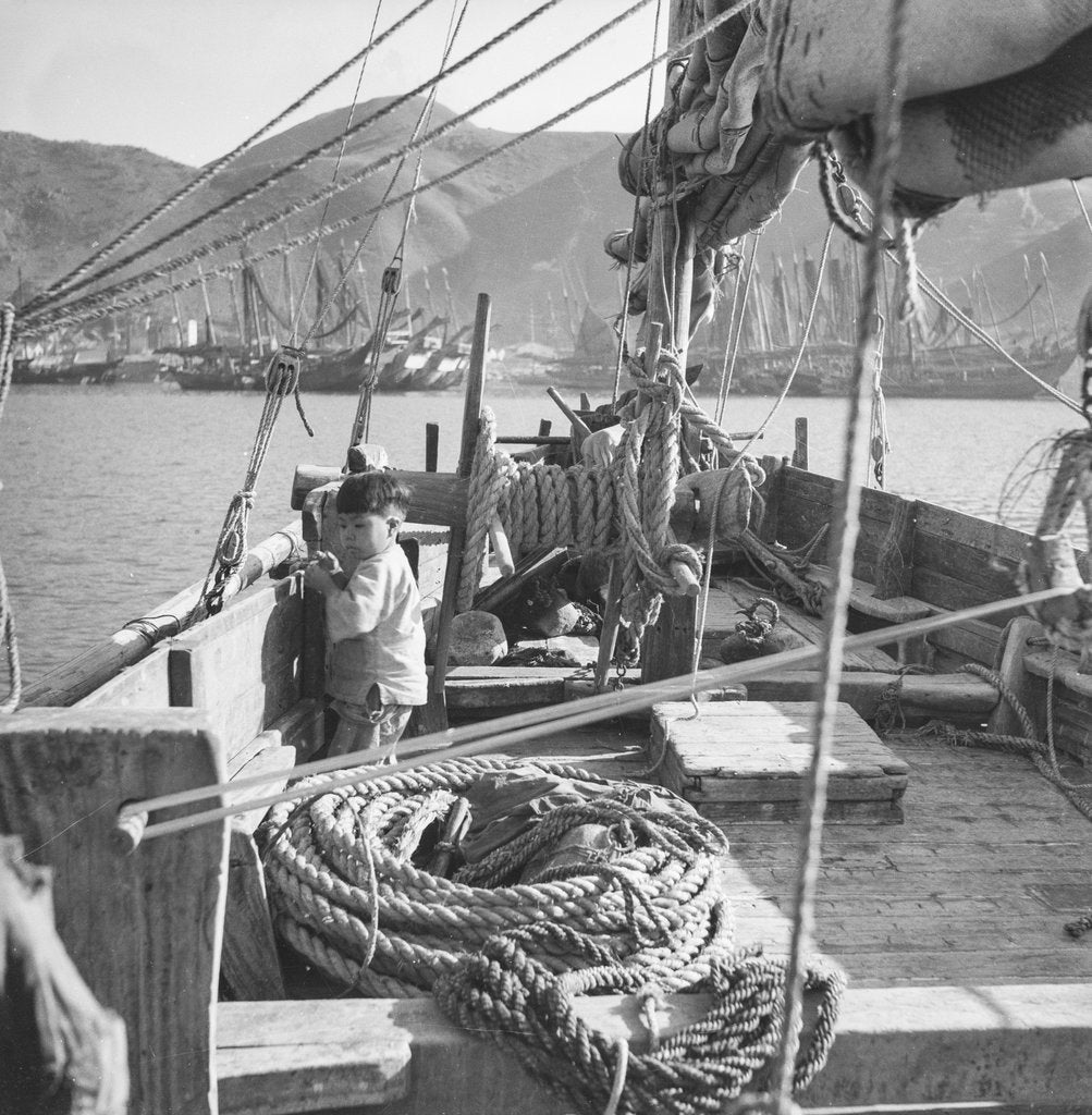 Detail of On board an Aberdeen fisher d.w. type junk at Hong Kong by David Watkin Waters