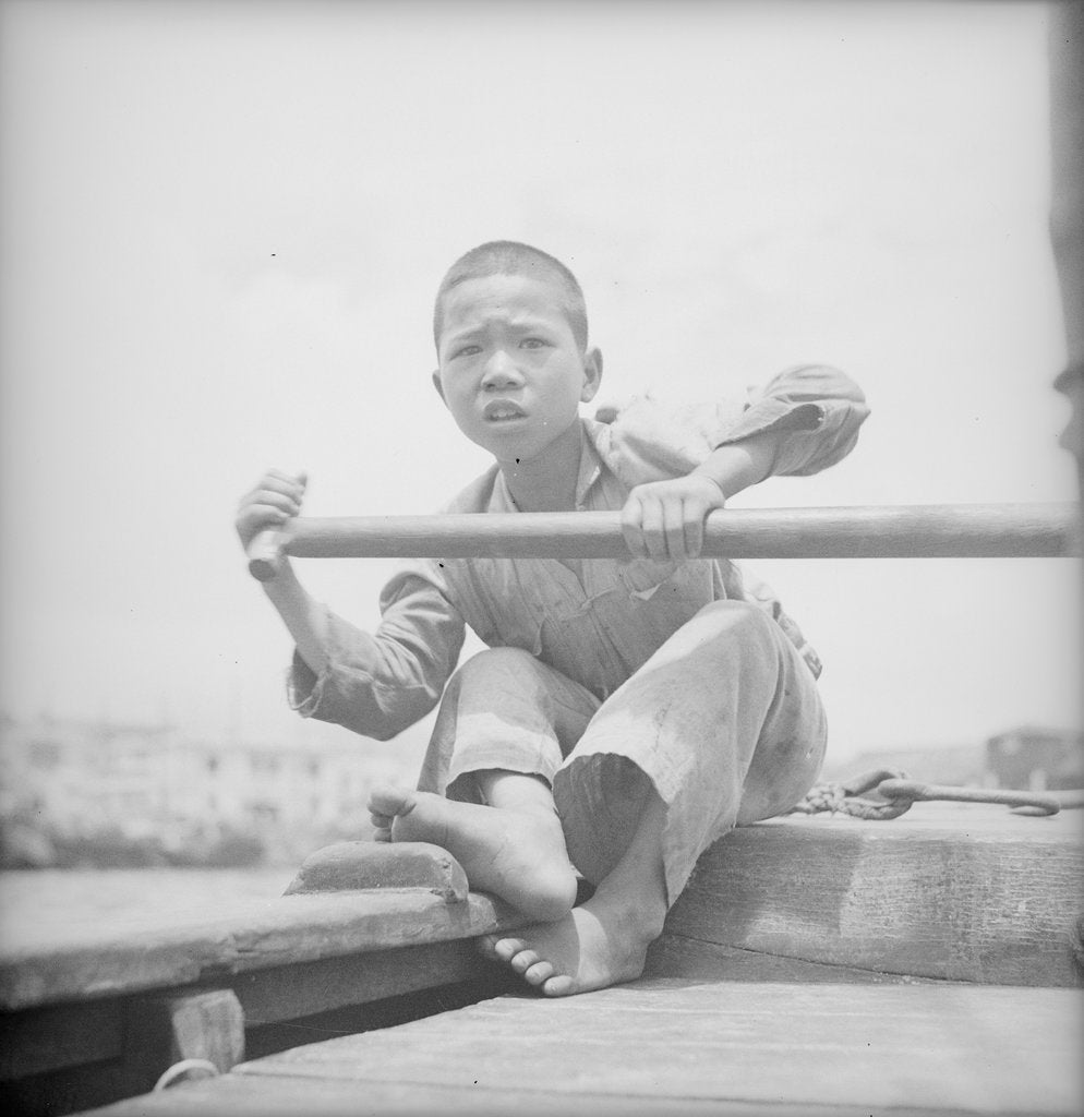 Detail of A sampan boy at Hong Kong by David Watkin Waters