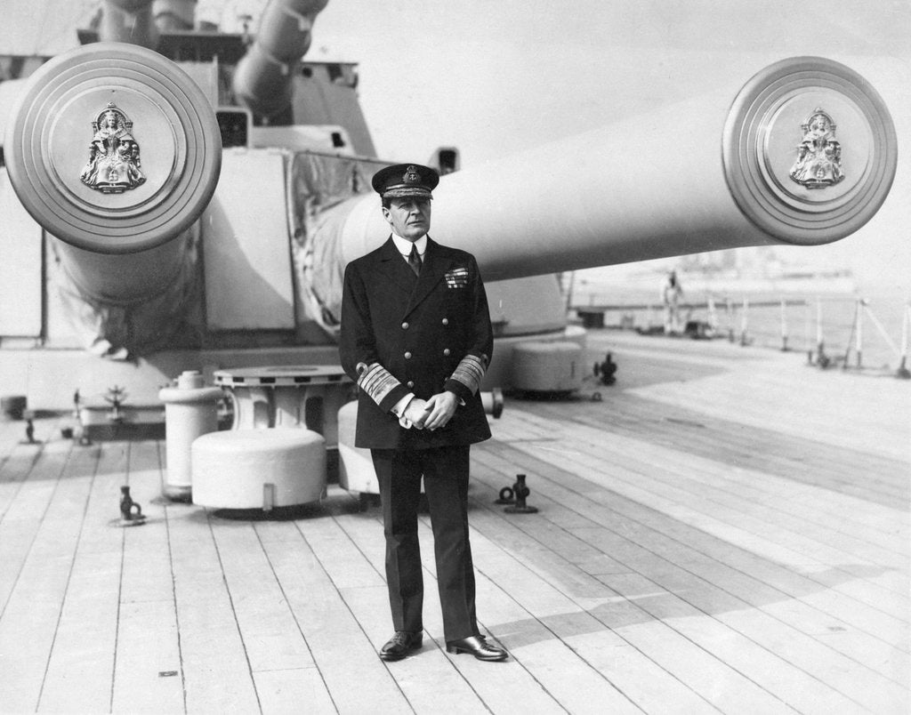 Detail of Earl David Beatty standing on the quarterdeck of his flagship, HMS 'Queen Elizabeth' as Admiral of the Fleet. by unknown