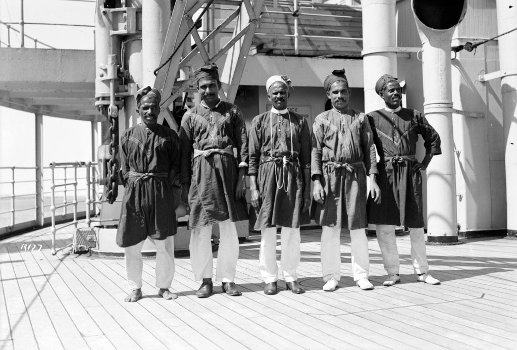Detail of Crew on deck aboard P&O passenger/cargo liner 'Viceroy of India' (Br, 1929) by unknown