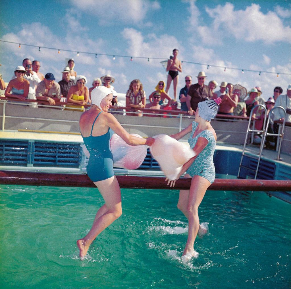 Detail of Two ladies in swimming costumes aboard the 'Empress of Canada' (1961) by Marine Photo Service