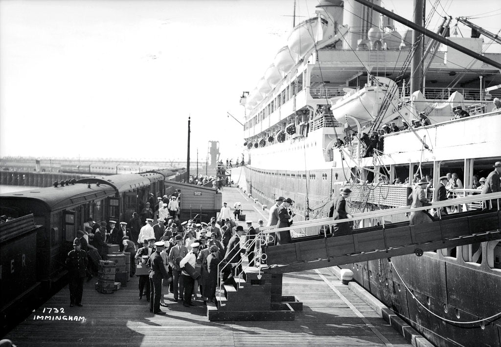 Detail of Passengers boarding the 'Orontes' at Immingham Dock, Humberside, England by Marine Photo Service
