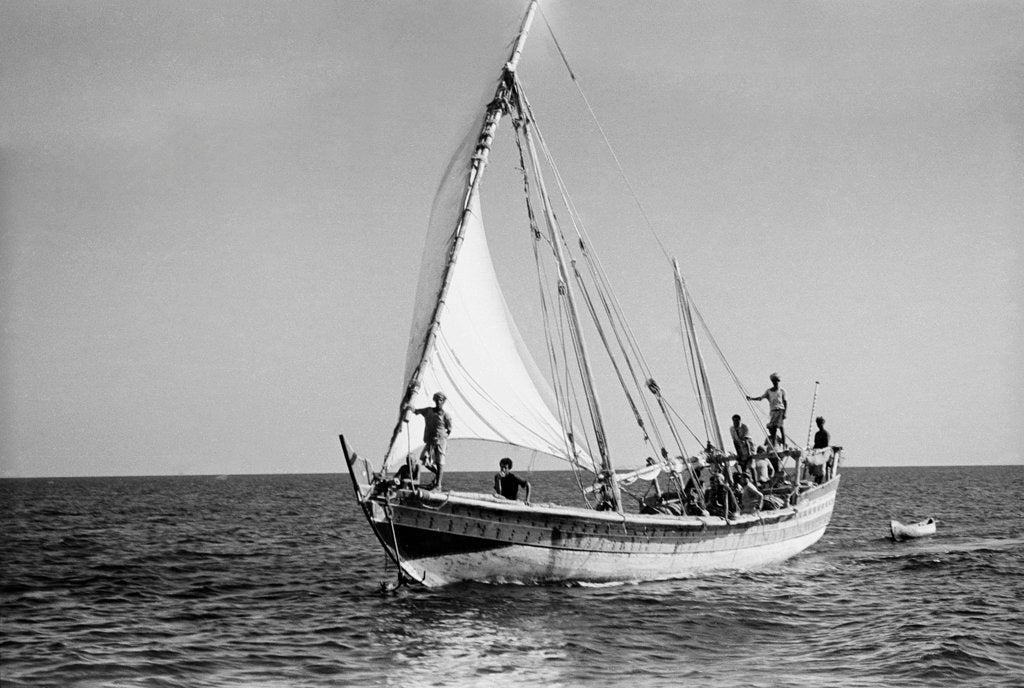 Detail of The 'Sheikh Mansur' under sail by Alan Villiers