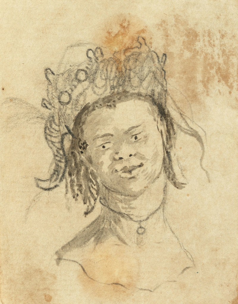 Detail of Head of a native wearing a headdress by Gabriel Bray