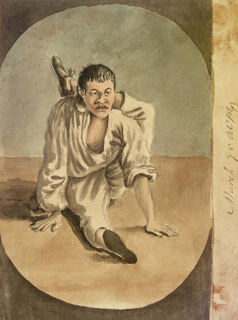 Detail of Oriental seaman with his left leg tucked behind his head by Gabriel Bray