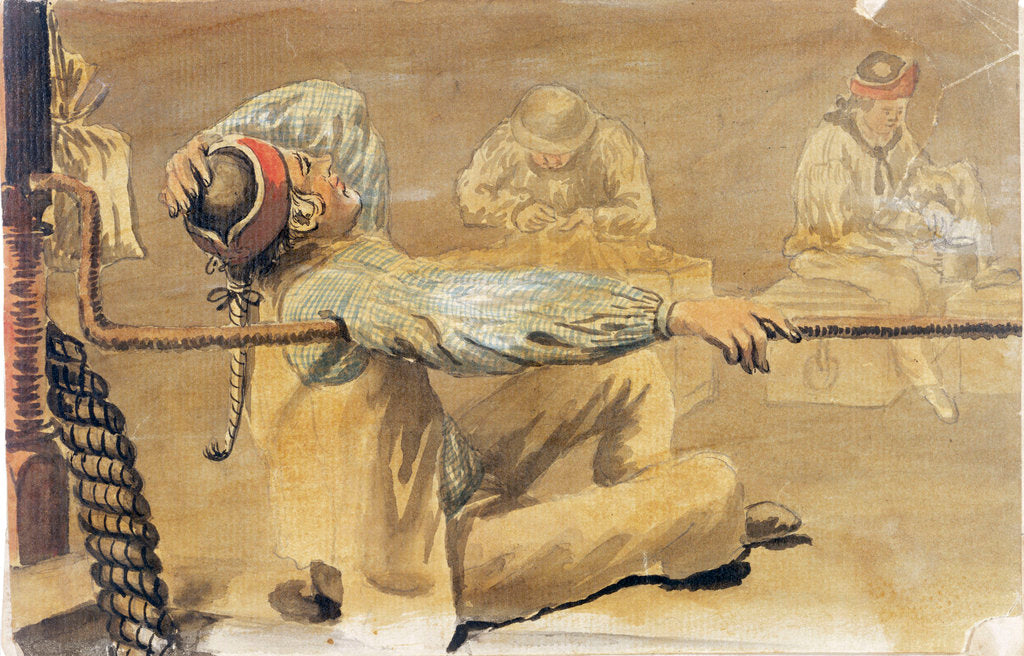 Detail of Seamen relaxing on the 'Pallas' by Gabriel Bray