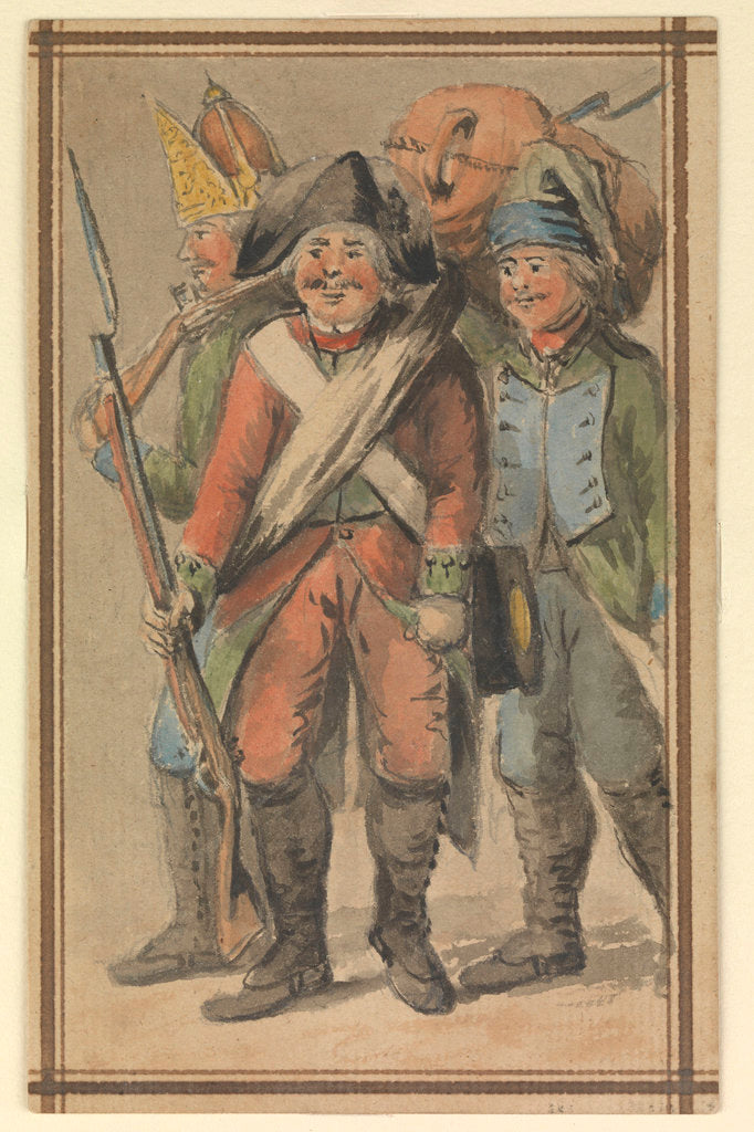 Detail of Three soldiers in uniform by Gabriel Bray
