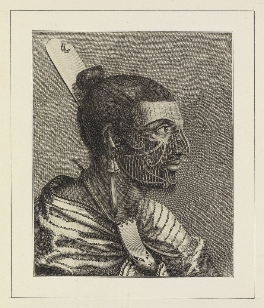 Detail of Head of a New Zealander, with a comb in his hair by Sydney Parkinson