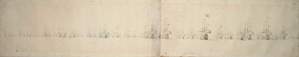 Detail of A Dutch fleet at anchor by Willem Van de Velde the Younger