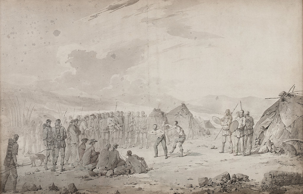 Detail of Captain Cook's meeting with the Chukchi in 1778 by John Webber