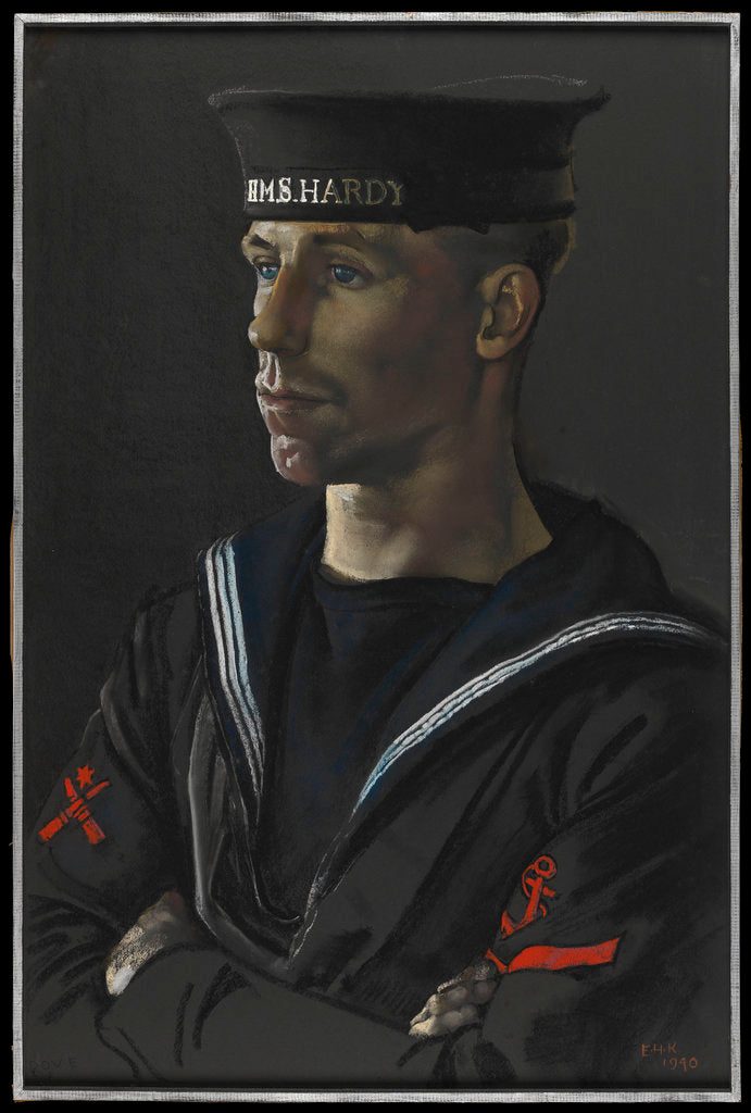 Detail of Portrait of Leading Seaman Dove of HMS 'Hardy', 1940 by Eric H. Kennington