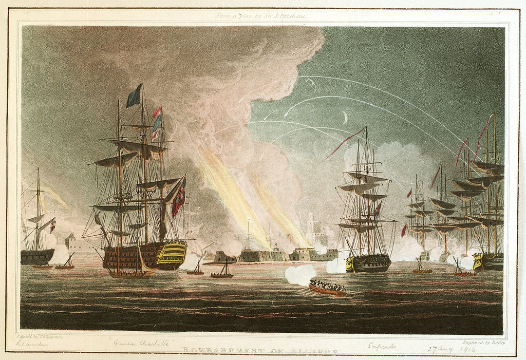 Detail of Bombardment of Algiers. From a plan by Sir J Brisbane by Thomas Whitcombe