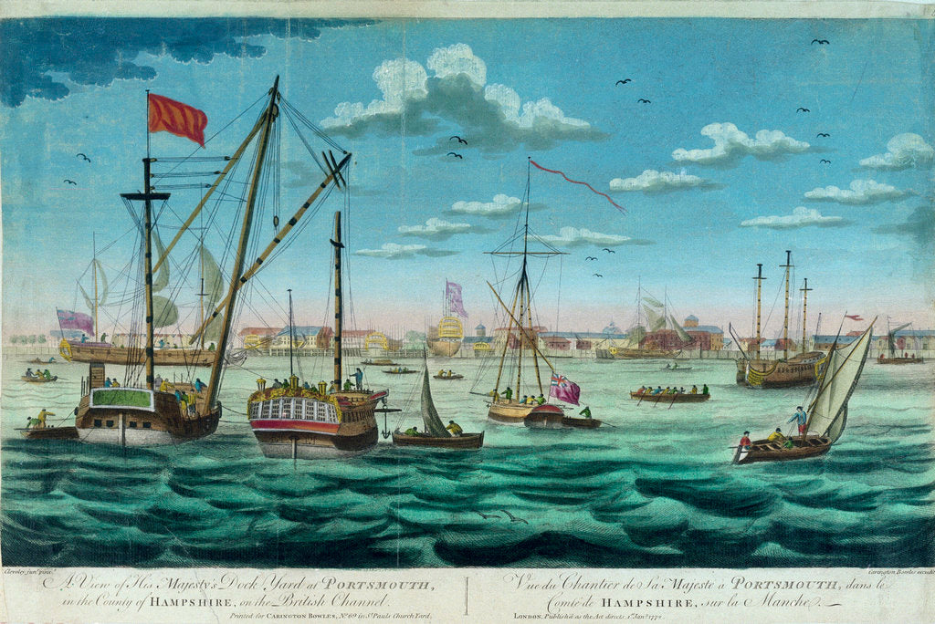 Detail of A view of His Majesty's dockyYard at Portsmouth, in the county of Hampshire, on the British Channel by John Cleveley