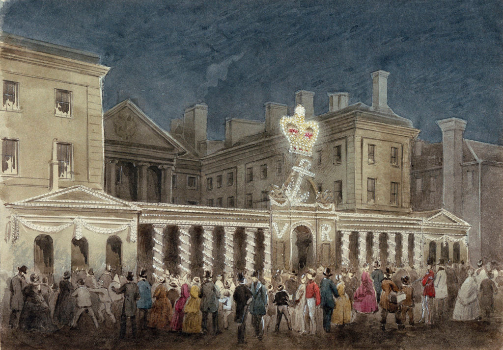 Detail of The Illumination at the Admiralty to celebrate the peace after the Crimean War by unknown