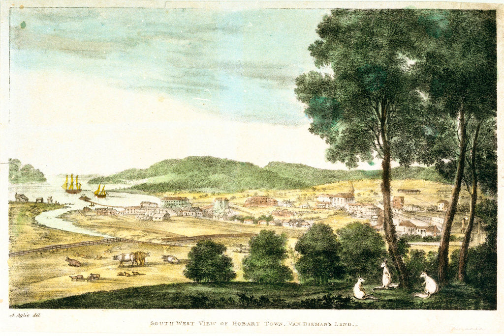 Detail of South west view of Hobart Town, Van Dieman's Land by A. Aglio