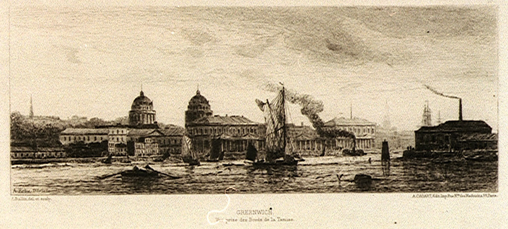 Detail of Greenwich. Vue prise des Bords de la Tamise by Auguste Ballin